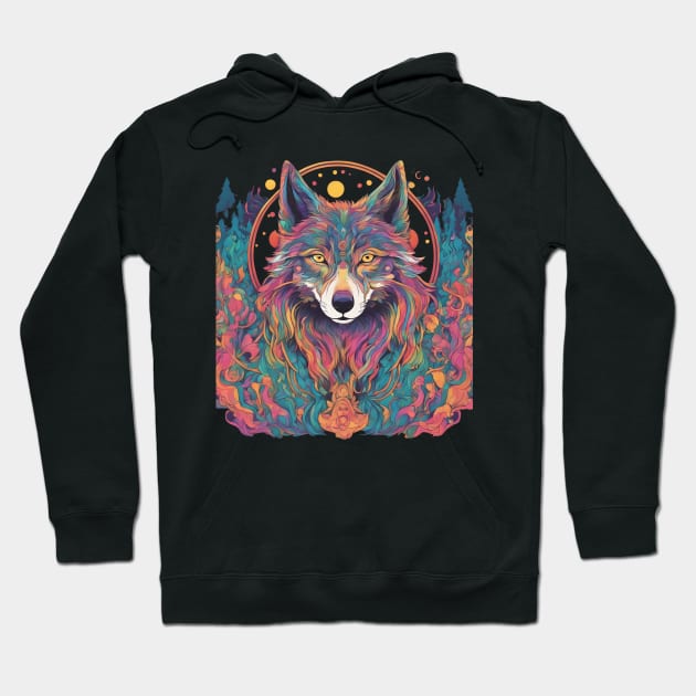 Trippy Wolf Hoodie by PlushFutura